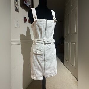 White Denim Zip-Up Dress